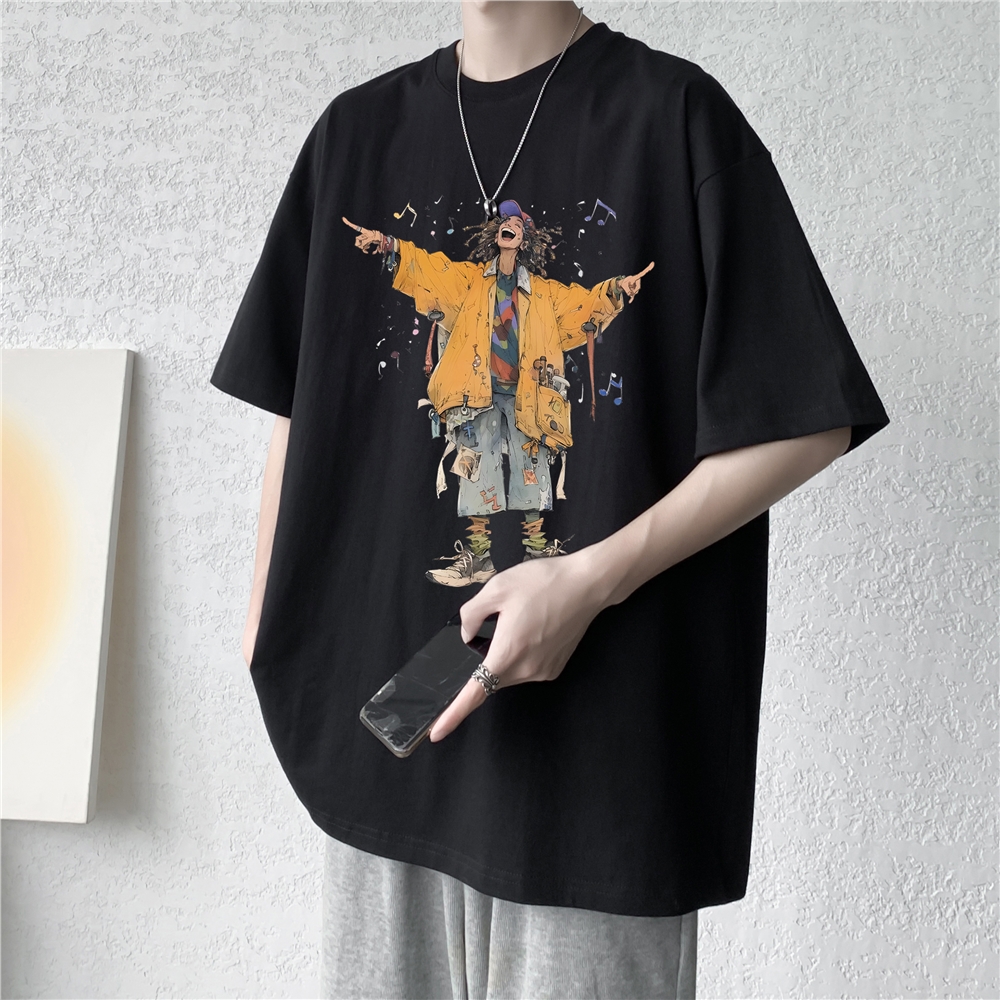 American Street-Camiseta informal Retro holgada para hombre y mujer